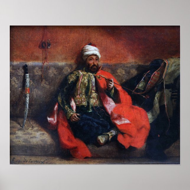Póster Delacroix - Tabaco turco sentado en un sofá (Frente)