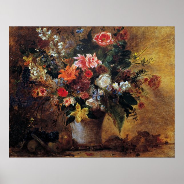 Póster Delacroix - Vida fija de las flores (Frente)