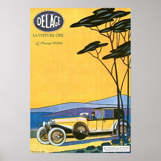 Póster Delage ~ Publicidad en automóviles de época (Frente)