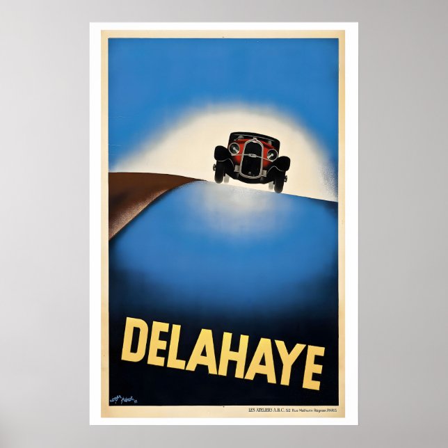 Póster Delahaye - cartel de coche antiguo (Frente)