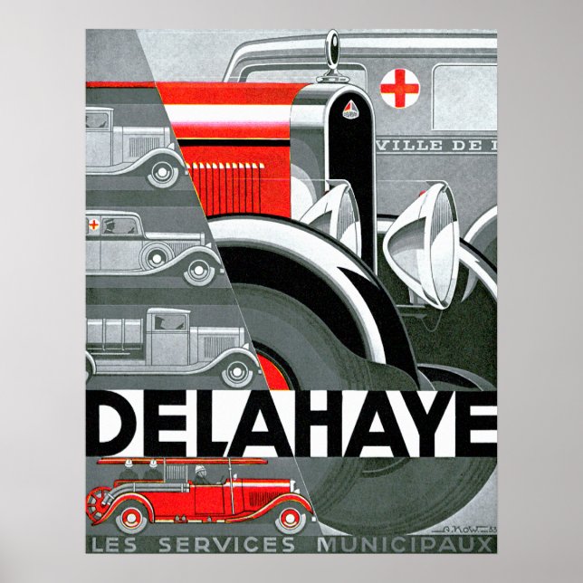 Póster Delahaye ~ Publicidad de automóviles de época (Frente)