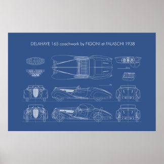 Póster Delahaye Tipo 165 Fondo transparente