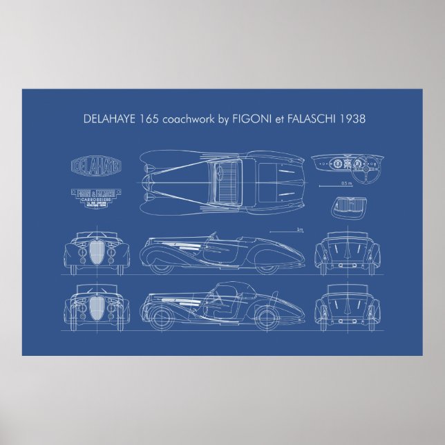 Póster Delahaye Tipo 165 Fondo transparente (Frente)