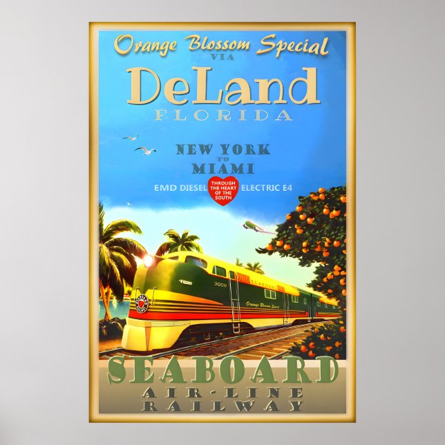 Póster DeLand Florida Orange Blossom Special Train Art (Frente)
