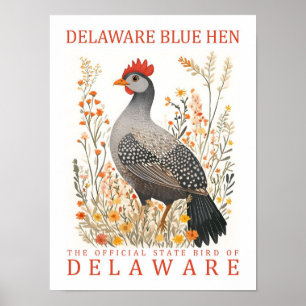 Póster Delaware Blue Hen Bird of Delaware USA Travel