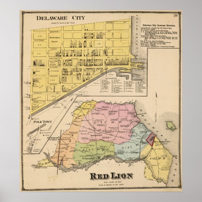 Póster Delaware City, León Rojo (Frente)