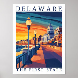 Póster Delaware el primer lugar de viaje de Estados Unido