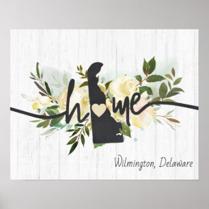 Póster Delaware Estado Personalizado Tu Ciudad Hogar Rúst
