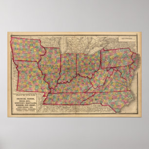 Póster Delaware, Illinois, Indiana, Iowa Carolina del Nor