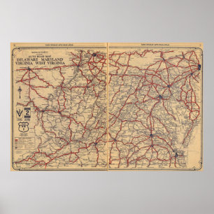 Póster Delaware, Maryland, Virginia, Virginia Occidental