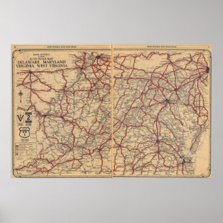 Póster Delaware, Maryland, Virginia, Virginia Occidental