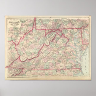Póster Delaware, Maryland, Virginia, Virginia Occidental