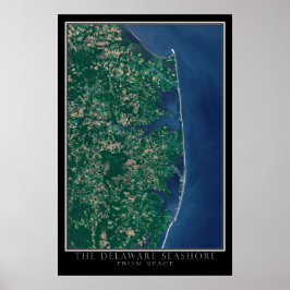 Póster Delaware Seashore from Space Satellite Map