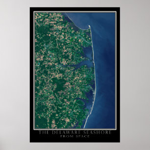 Póster Delaware Seashore from Space Satellite Map