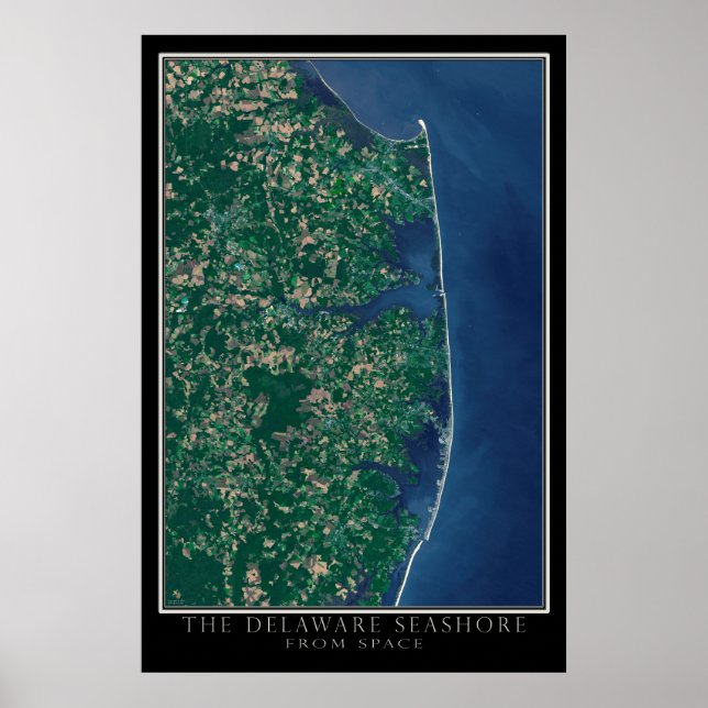 Póster Delaware Seashore from Space Satellite Map (Frente)