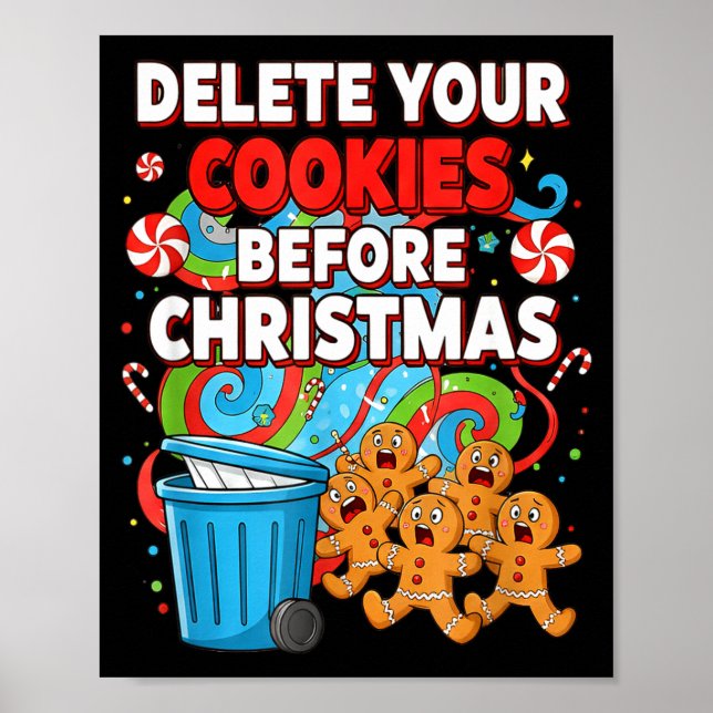 Póster Delete Cookies Funny Christmas Cookie  (Frente)