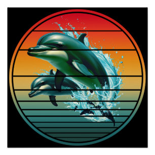 Póster Delfín Antiguo Criatura Marina Océano Delfines