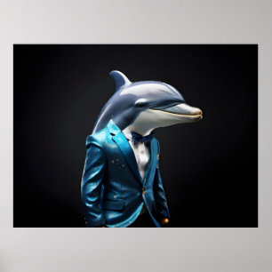 Póster Delfín en traje