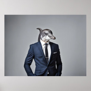 Póster Delfín en traje