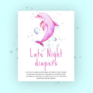 Póster Delfín rosa acuarela - Pañales de noche