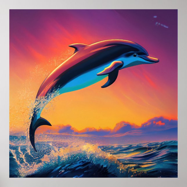 Póster delfín saltando del agua (Frente)
