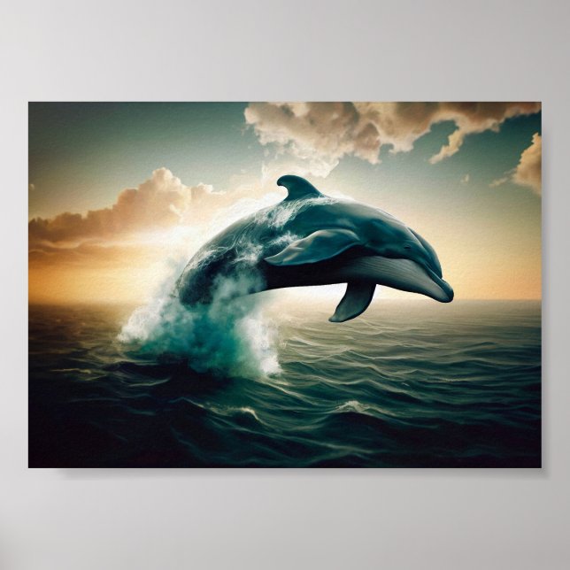 Póster Delfín saltando del agua (Frente)