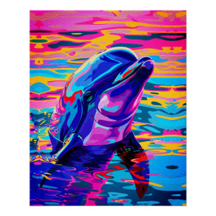 Póster Delfín Vibrante – Soñador Oceánico Colorido
