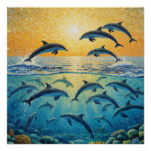 Delfines al atardecer l