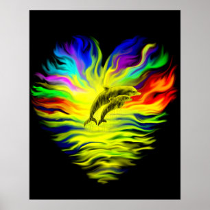 Póster Delfines al sol