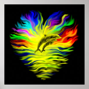 Póster Delfines al sol