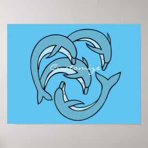 Póster Delfines azules circulando en círculos Thunder_Cov