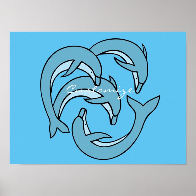 Póster Delfines azules circulando en círculos Thunder_Cov (Frente)