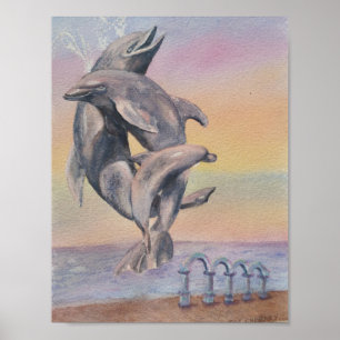 Póster Delfines bailando