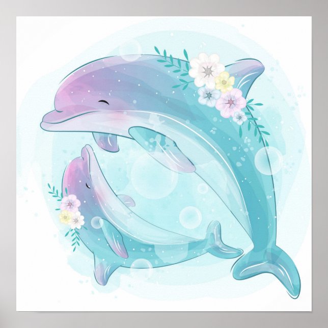 Póster Delfines Cute (Frente)