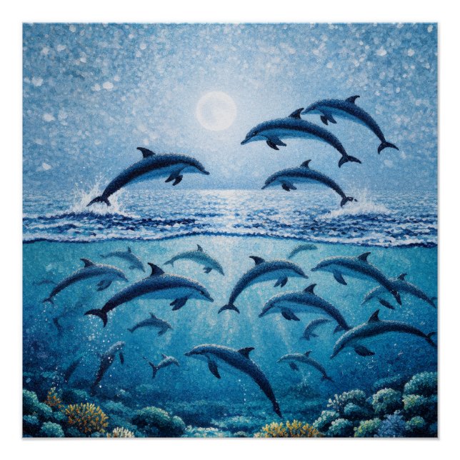 Póster Delfines de Luna Llena  (Anverso)