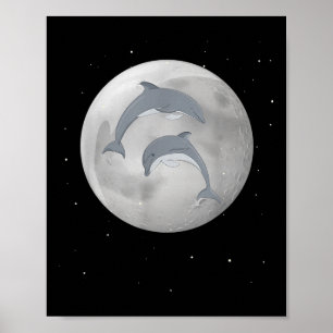Póster Delfines, delfines estrella lunar, protección ambi