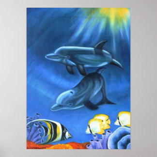 Póster Delfines en el Poster del Océano II