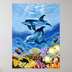 Póster Delfines en el Poster oceánico