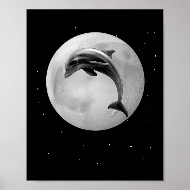Póster Delfines, Luna Estrellas del Océano, Protección Am (Frente)