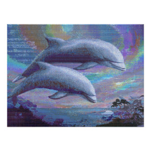 Póster Delfines místicos en el reino del océano de los su