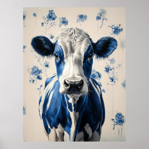 Póster Delft Blue Cow - Un Tributo Artístico Sin Tiempo