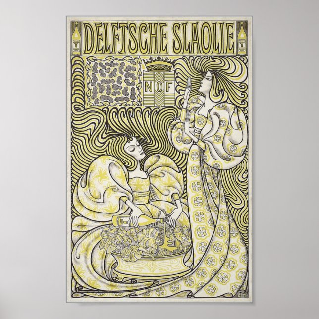 Póster Delftsche Slaolie art nouveau (Frente)