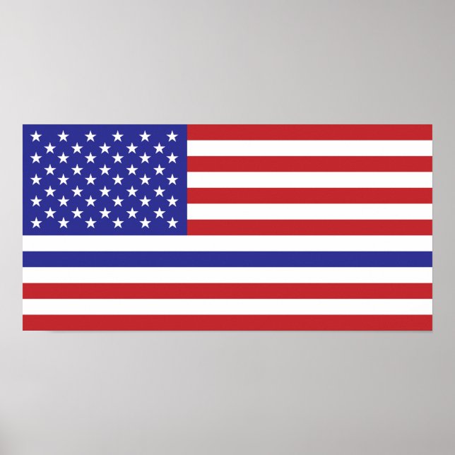 Póster delgada línea azul de la policía bandera de estado (Frente)