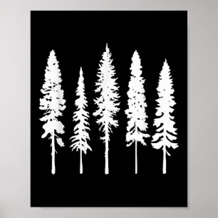 Póster Delgado árbol de pino aventuras de senderismo en l