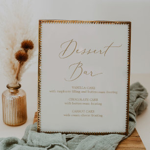 Póster Delicada caligrafía de oro   Barra de postres crem
