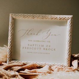 Póster Delicada caligrafía de oro | Cream Baptism Favor