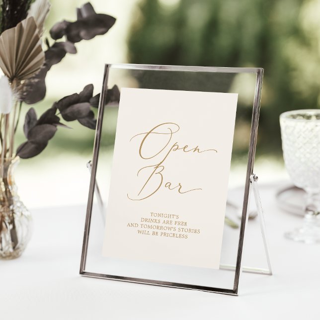 Póster Delicada caligrafía de oro | Cream Open Bar (Subido por el creador)
