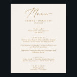 Póster Delicada caligrafía de oro | Menú Boda crema<br><div class="desc">Este delicado poster de menú de boda de caligrafía dorada es perfecto para un boda moderno. El romántico diseño minimalista presenta una encantadora y elegante tipografía de champán amarillo dorado sobre un fondo de marfil crema con un aspecto limpio y sencillo. Este menú se puede utilizar para la recepción de...</div>