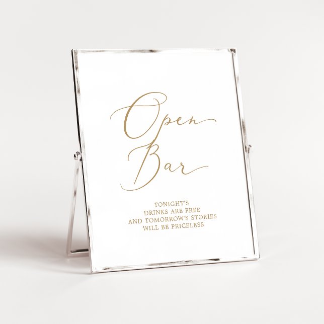 Póster Delicada caligrafía de oro Rótulo de bar abierto (Subido por el creador)