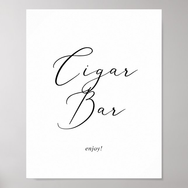 Póster Delicada caligrafía negra Rótulo de bar de puros (Frente)